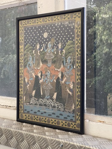 Framed indian krishna painting - framed,