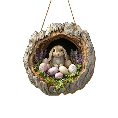 Easter bunny wooden decoration - easter,