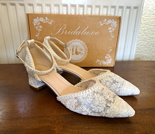 New ivory lace pearl bridal - new, &