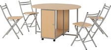 Butterfly Folding Dining Set Beech Silver 4 Chairs Space Saving Table