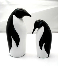 Next Set Of Two Large Penguin Ornaments Marble Effect Stunning