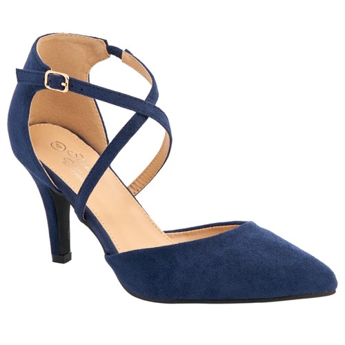 Ladies suede mid heel pointed - heel,