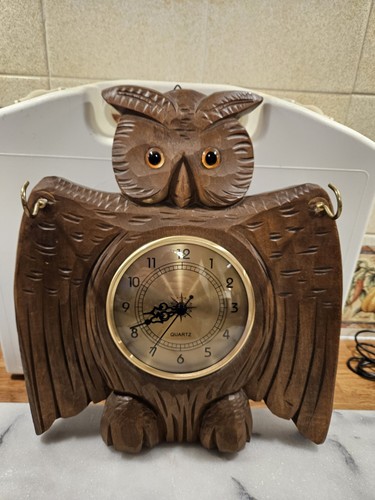 Wooded owl wall clock - wooded,