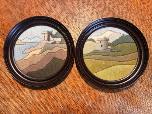 Landscape tapestry round frame - landscape,