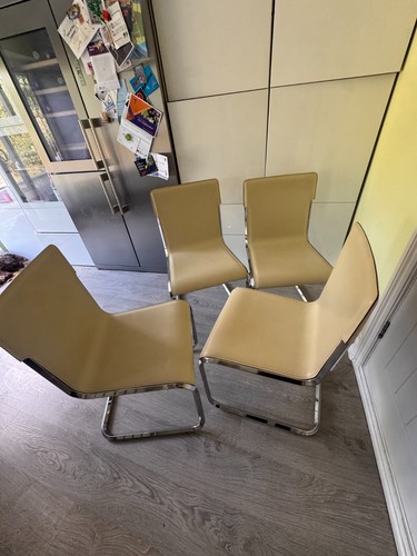 Set cream leather dining - set,