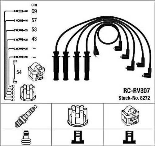 Black ignition cable kit ngk - ignition,