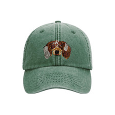 DAPPLE LONG HAIRED DACHSHUND EMBROIDERED BASEBALL CAP SAUSAGE DOG HAT 12 COLOURS