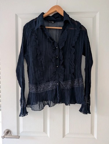Vintage moi navy blue sheer - de,