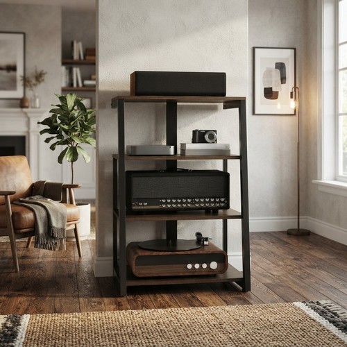 Sleek black hifi - black, stand