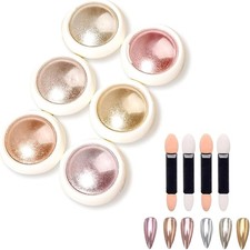 6 Pcs Chrome nail powder,Rose