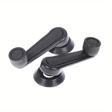 2 x Car Window Winder Crank Handles - Universal with spacer BLACK
