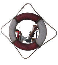 Vintage Rustic Metal Buoy Life  Ring Wall Mirror 58cm x 58cm / 23" inch Nautical
