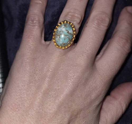 Gold tone oval turquoise - gold,