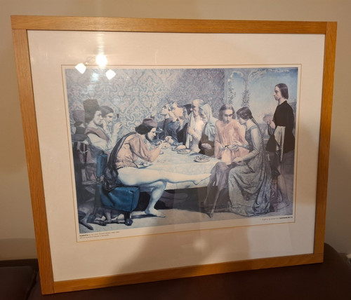 Large wood framed artwork - wood,