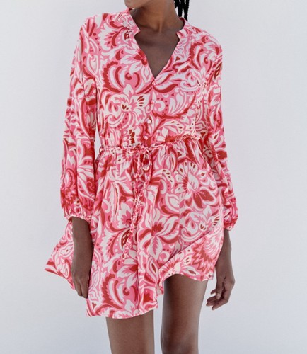Zara pink white floral - white,