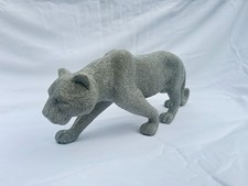 Silver Diamond Effect Panther Jaguar Leopard Cat Ornament Figure Sparkle Decor
