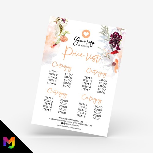 Custom printed business price