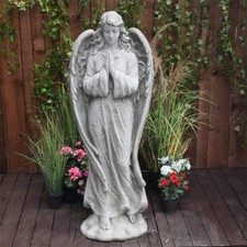 Large Guardian Angel Memorial Stone Cast Statue Grave Ornament 86KGS
