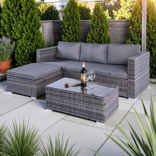 Grey rattan garden - grey, corner