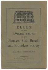 TROWBRIDGE 1938 - Pioneer Sick Benefit & Provident Society Rule Book Wicker Hill