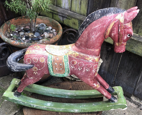 Vintage wooden horse indian - vintage,