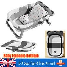 Baby Bath Tub for 0-12 Months Newborn, Foldable Toddler Bath with Cushion & Net