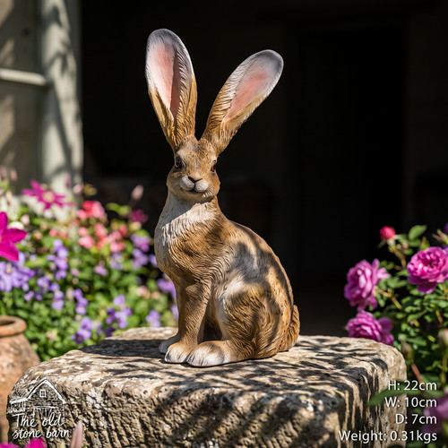 Sitting hare rabbit sculpture - rabbit,