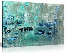 Teal Wall Art Grey Abstract