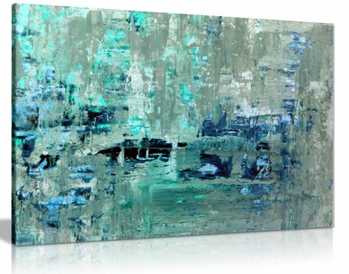 Teal wall art - wall, abstract