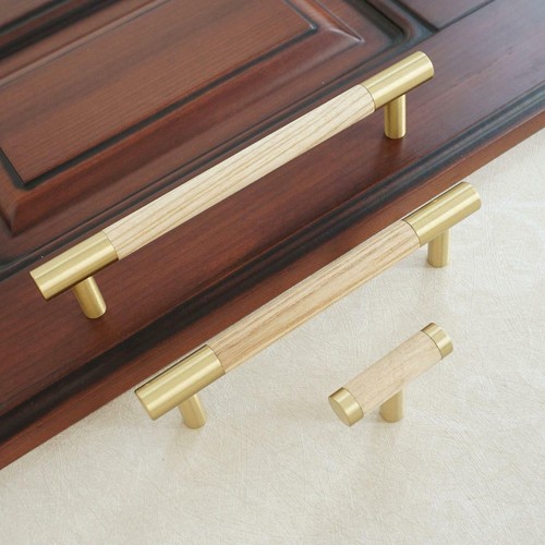 Brass walnut drawer pulls - walnut,