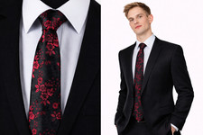 Men's Wedding Tie Floral Black