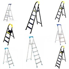 3, 4, 5 & 6 STEP LADDERS FOR DIY KITCHEN OFFICE ANTI SLIP TREAD FOLDABLE LADDERS