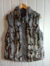 Izabel London Ladies Faux Fur Gilet Size 14 Grey w/ Brown Pattern BU