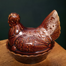 Vintage Fosters Pottery Hen On A Nest - Chicken Egg Holder