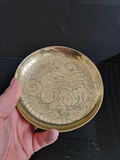 Chinese brass dish etched - brass, dish.