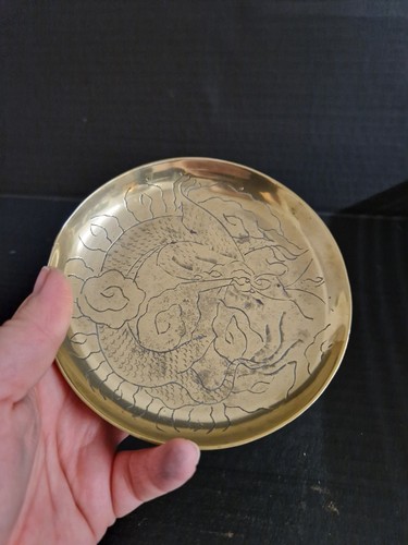 Chinese brass dish etched - brass,