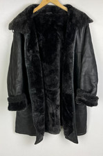 REAL SHEEPSKIN SHEARLING COAT UK Size 14 (US 10) Women`s Winter Jacket Black