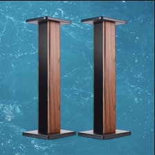 Wood Grain Speaker Stands - Universal Floor Pair Heavy Duty Surround Sound Studi