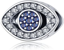 925 Sterling Silver Evil Devil Eye Protection Charm All Seeing Eye Good Luck 