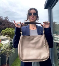 Coach Leather Shoulder Dark Stone Handbag with Dust Bag