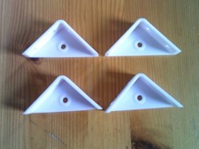 Set of 4 White Plastic Triangle Bracket Furniture Support Connector Corner 50mm