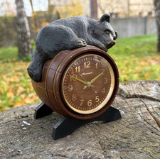 Vintage mantel clock Molnija / Bear / table Desk  / Mechanical watch / USSR