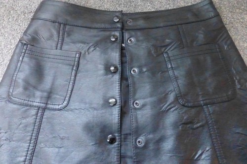 Faux black leather mini - black,