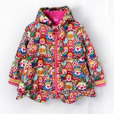 Oilily Vintage Matryoshka Russian Doll Scalloped Hem Coat, Size 98 (3T-4T) Multi