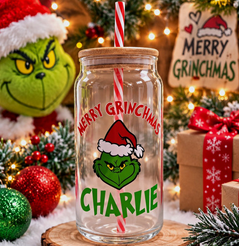 Grinch christmas clear glass - grinch,