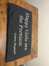 Decorative Pillowcase Black “ Happy Girls Are The Prettiest” Audrey Hepburn