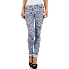 BLUE FLORAL LUXURY DENIM FASHION JEANS SIZE 8 BY SIMPLY CHIC