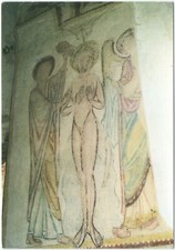 Lavardin, Fresco, Baptism of Christ, colour postcard, unposted