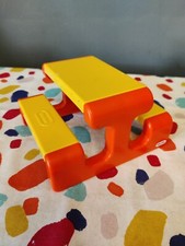 Vtg Retro Little Tikes Dolls House Sized Picnic Table Bench 1992 Orange 