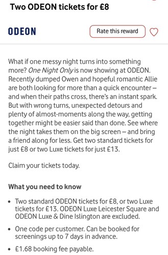 Two standard odeon tickets for - odeon,